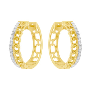 14K GOLD DIAMOND NORI HOOPS