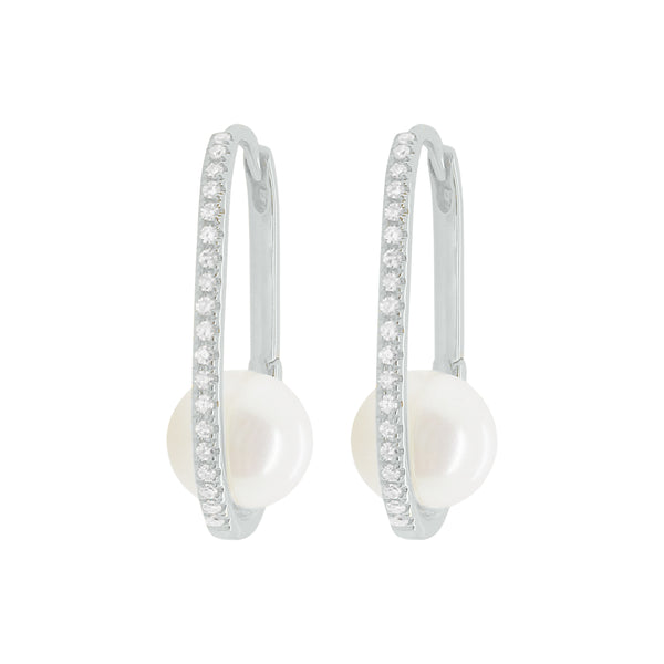 14K GOLD DIAMOND PEARL POPPY EARRINGS