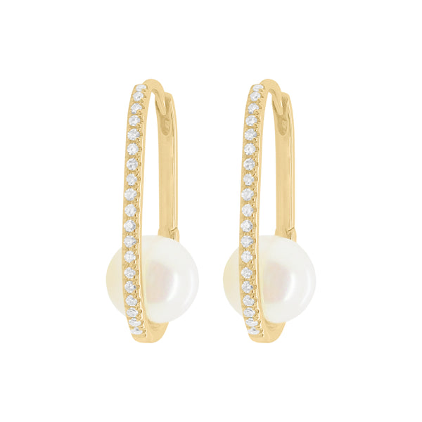 14K GOLD DIAMOND PEARL POPPY EARRINGS