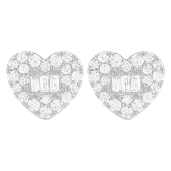 14K GOLD DIAMOND SMALL SARAH HEART STUDS