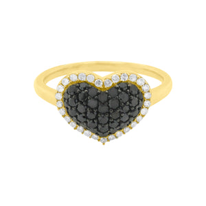 14K GOLD BLACK AND WHITE DIAMOND CLARISSE HEART RING