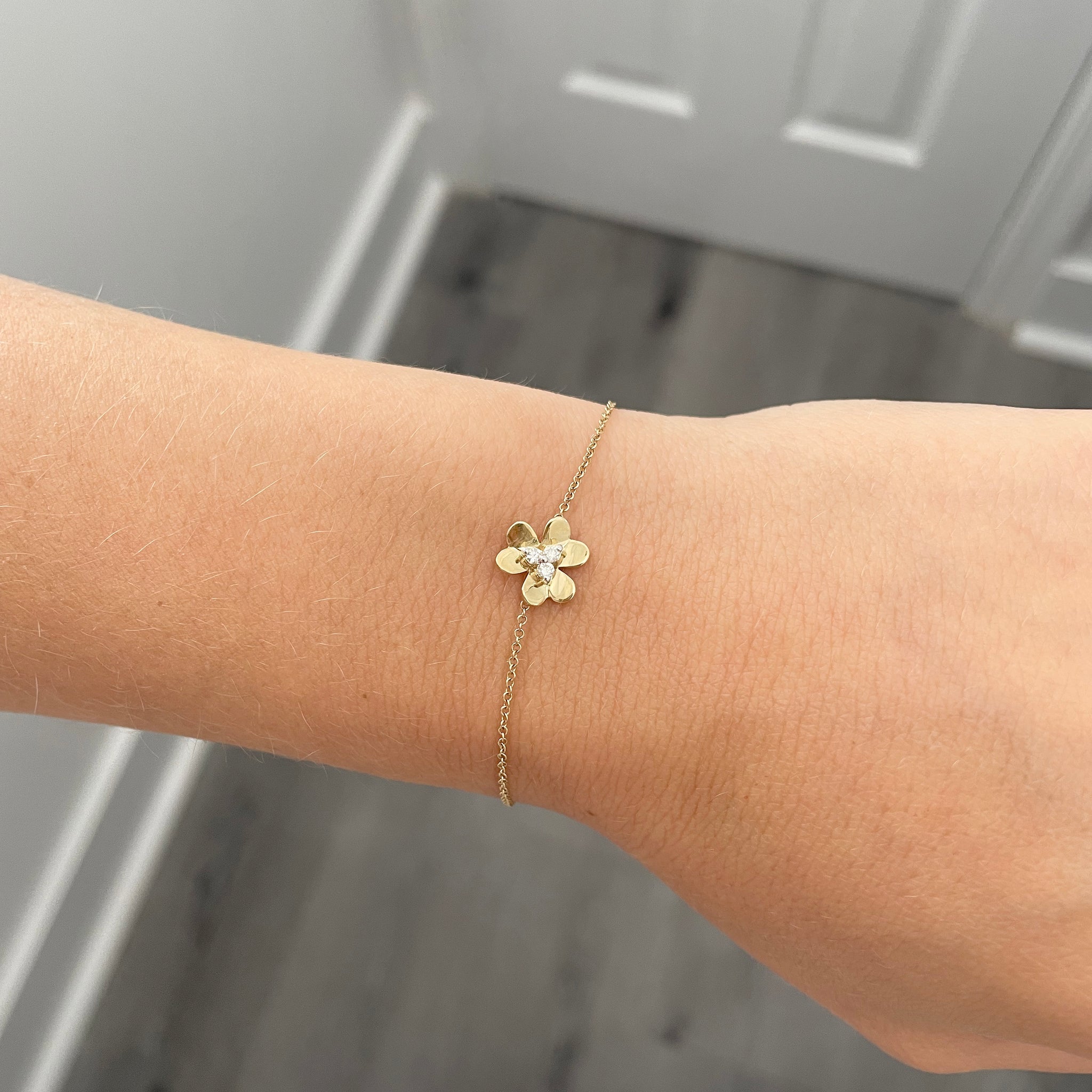 Flower Diamond Dainty Bracelet In 14k | Mabel Chong