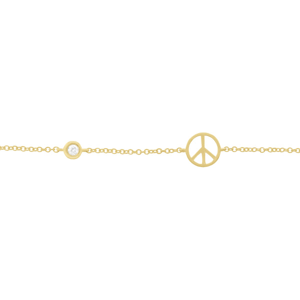 14K GOLD DIAMOND PEACE SIGN BRACELET