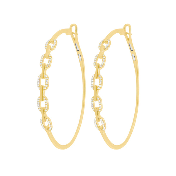 14K GOLD DIAMOND MEDIUM BRENT HOOPS