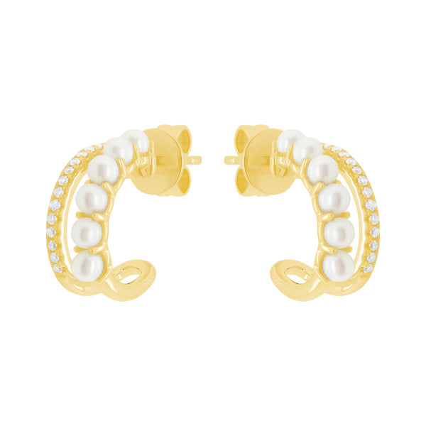 14K GOLD DIAMOND PEARL PEYTON EARRINGS