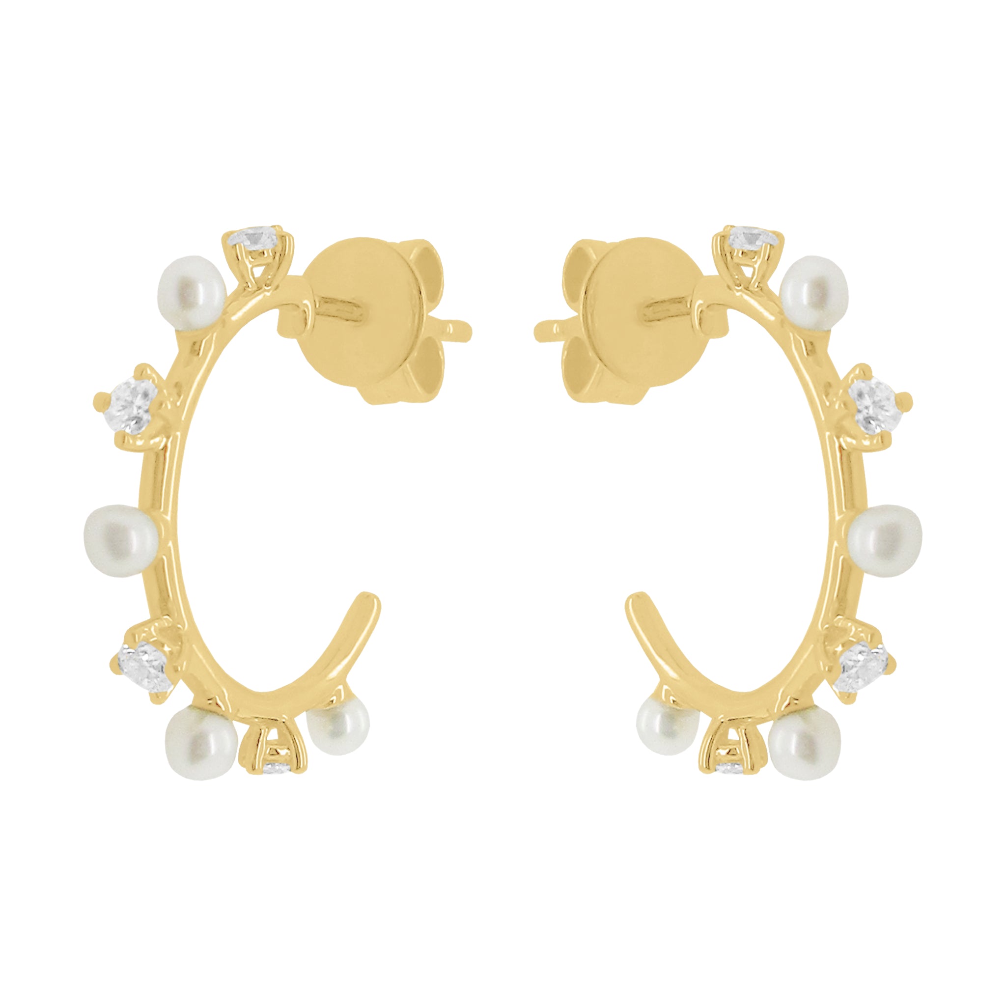 Crystal Pam Pearl Earrings | Rhodium White Pearl | Cachet London