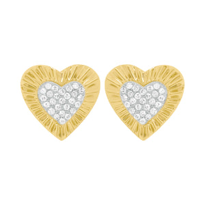 14K GOLD DIAMOND CHARLENE HEART STUDS