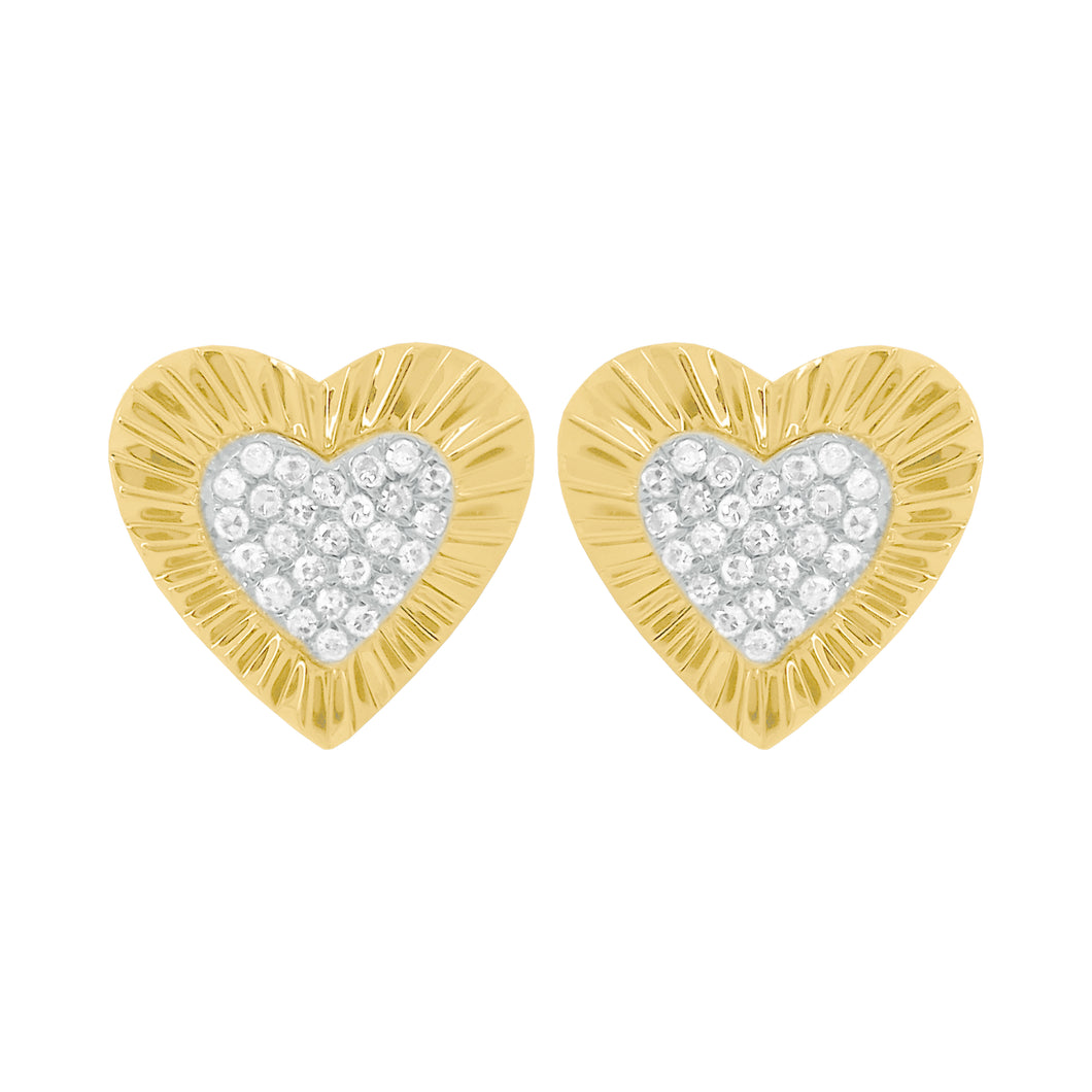 14K GOLD DIAMOND CHARLENE HEART STUDS