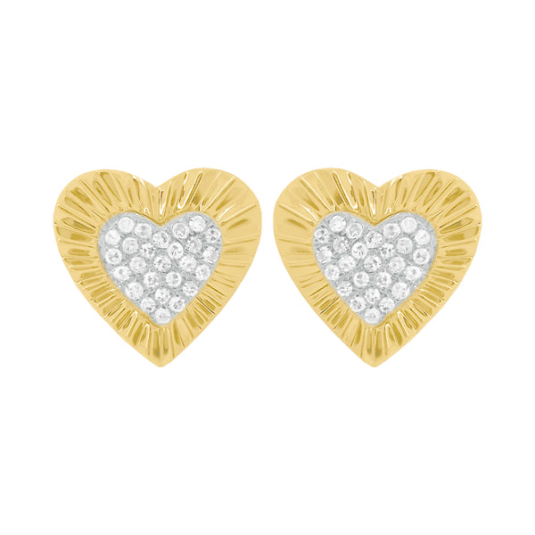 14K GOLD DIAMOND CHARLENE HEART STUDS