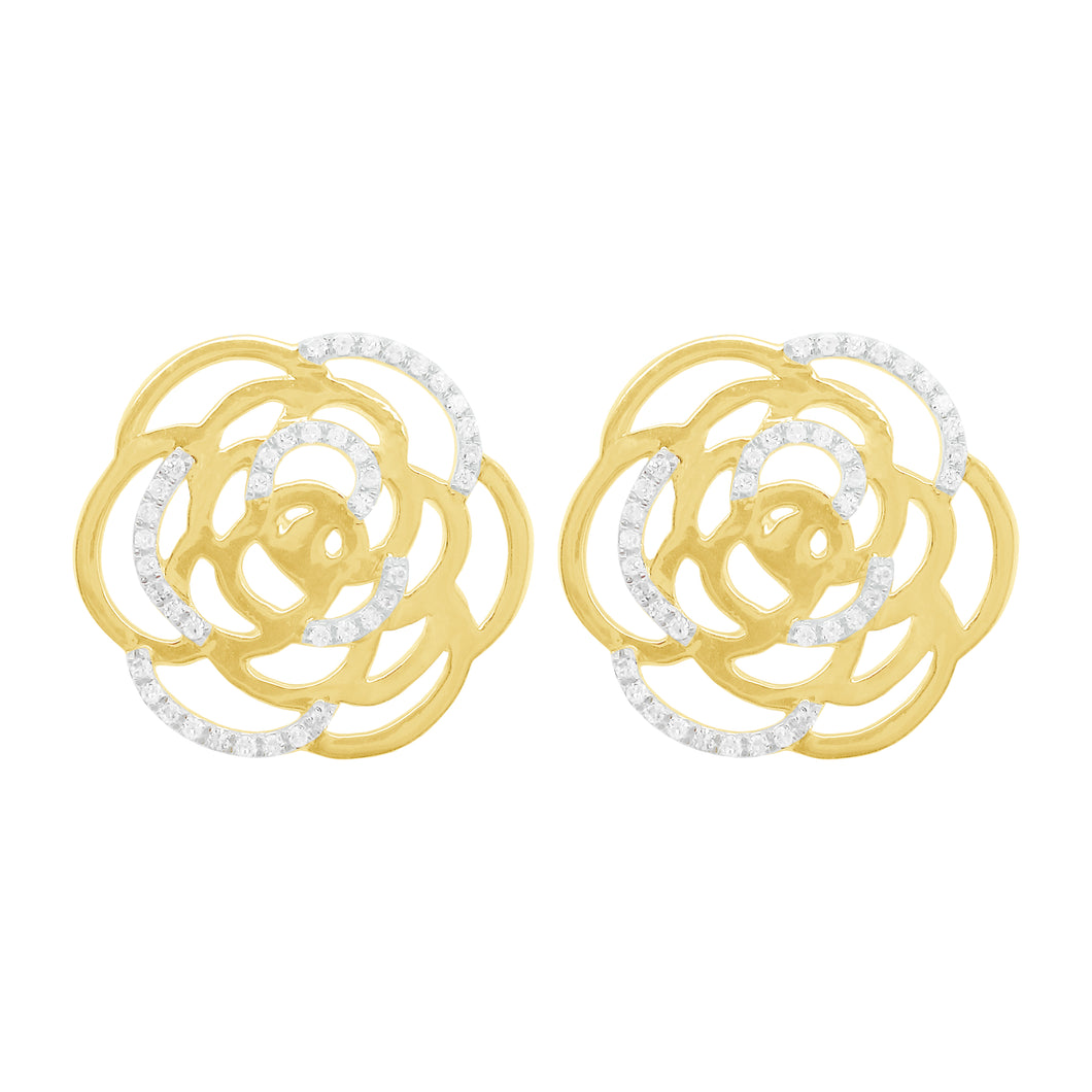 14K GOLD DIAMOND AMARA FLOWER EARRINGS