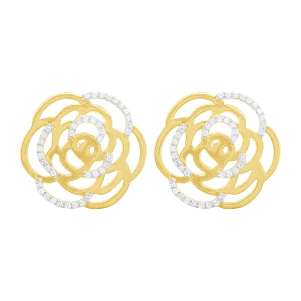 14K GOLD DIAMOND AMARA FLOWER EARRINGS