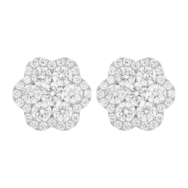 18K GOLD DIAMOND SAGE FLOWER STUDS