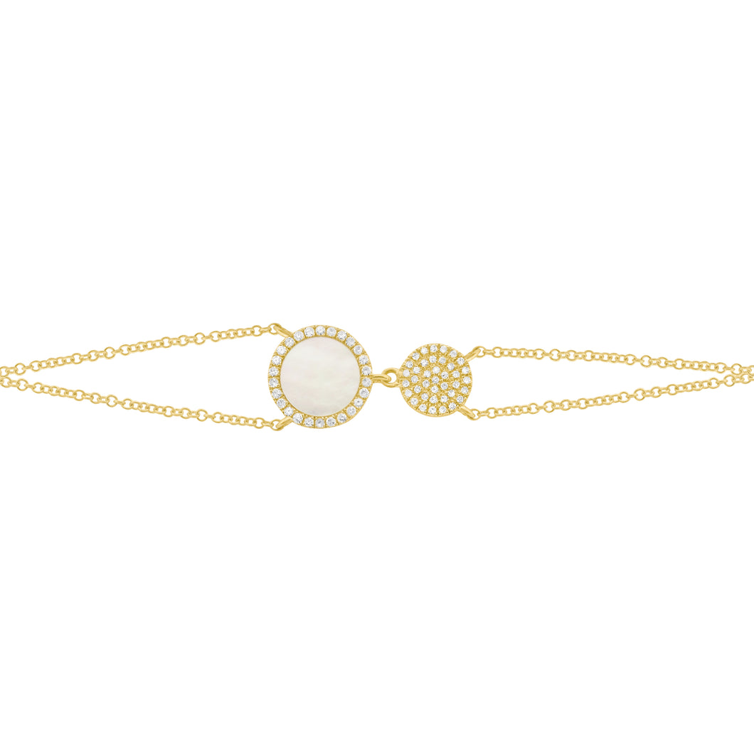 14K GOLD DIAMOND MOTHER OF PEARL LIELLE BRACELET