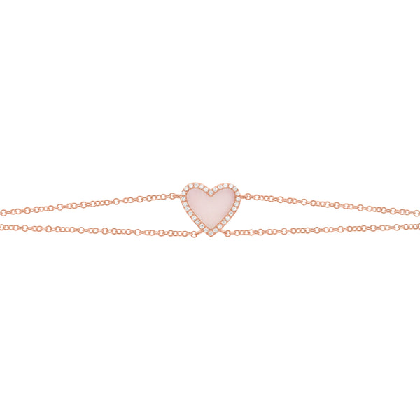 14K GOLD DIAMOND PINK OPAL DOUBLE STRAND HAILEY BRACELET