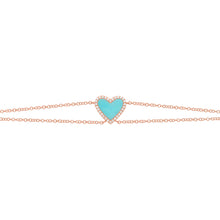 14K GOLD DIAMOND TURQUOISE DOUBLE STRAND HAILEY BRACELET