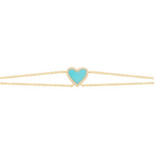 14K GOLD DIAMOND TURQUOISE DOUBLE STRAND HAILEY BRACELET