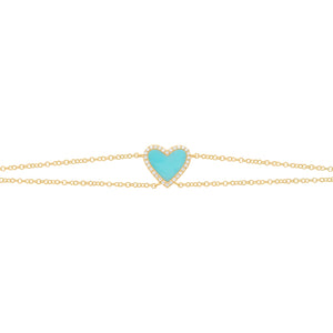 14K GOLD DIAMOND TURQUOISE DOUBLE STRAND HAILEY BRACELET