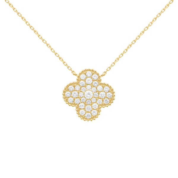 14K GOLD DIAMOND CAROL CLOVER NECKLACE