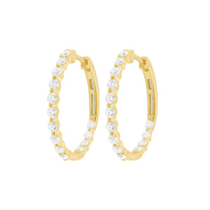 14K GOLD DIAMOND BRINA HOOPS