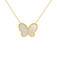 14K GOLD DIAMOND MOTHER OF PEARL BRENDA BUTTERFLY NECKLACE