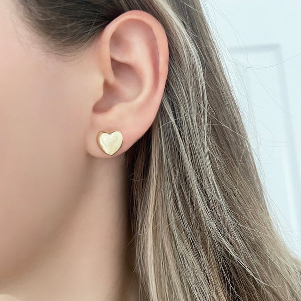 14K GOLD PUFFY HEART STUDS