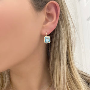 14K GOLD DIAMOND AND BLUE TOPAZ TANA EARRINGS