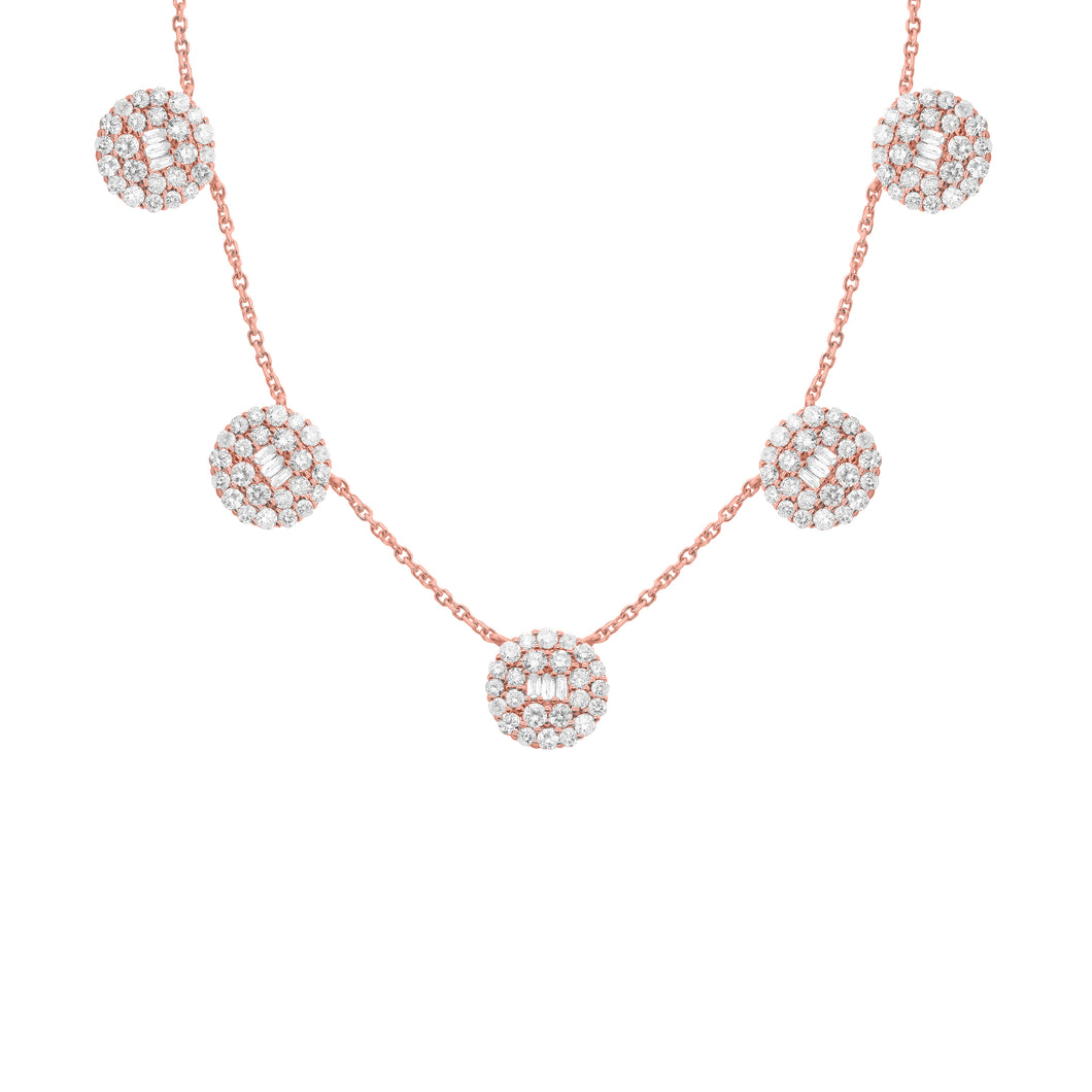 14K GOLD DIAMOND SARAH CIRCLES STATION NECKLACE
