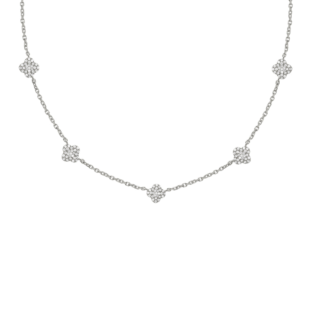 14K GOLD DIAMOND WILLOW CLOVER NECKLACE
