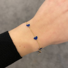 14K GOLD LAPIS SMALL MEGAN HEART BRACELET