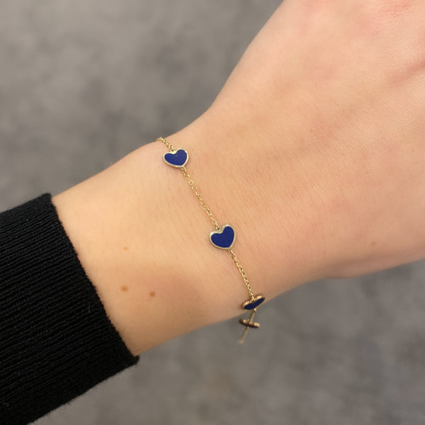 14K GOLD LAPIS SMALL MEGAN HEART BRACELET