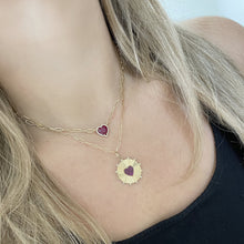 14K GOLD DIAMOND AND RUBY LINDSAY HEART NECKLACE