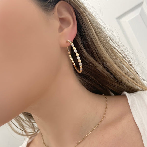 14K GOLD DIAMOND JASMINE HOOPS