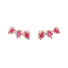 14K GOLD DIAMOND AND RUBY COCO EARRINGS