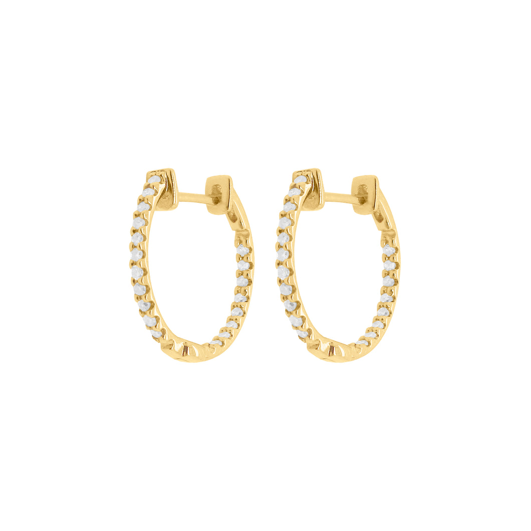 14K GOLD DIAMOND MINI HOOPS