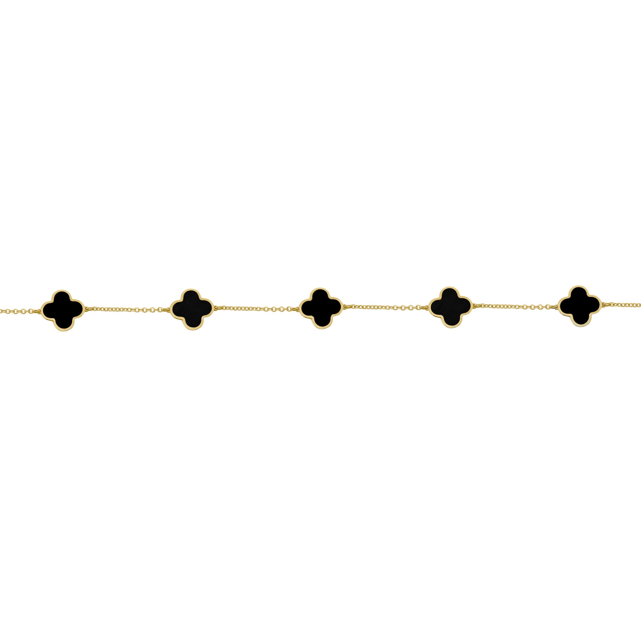14kt Yellow Gold Black Onyx Clover Station Bracelet - Freedman Jewelers