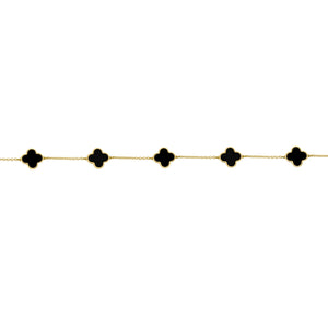 14K GOLD BLACK LARGE MEGAN CLOVER BRACELET