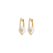 14K GOLD DIAMOND AND PEARL JACQUELINE EARRINGS