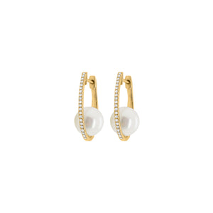14K GOLD DIAMOND AND PEARL JACQUELINE EARRINGS