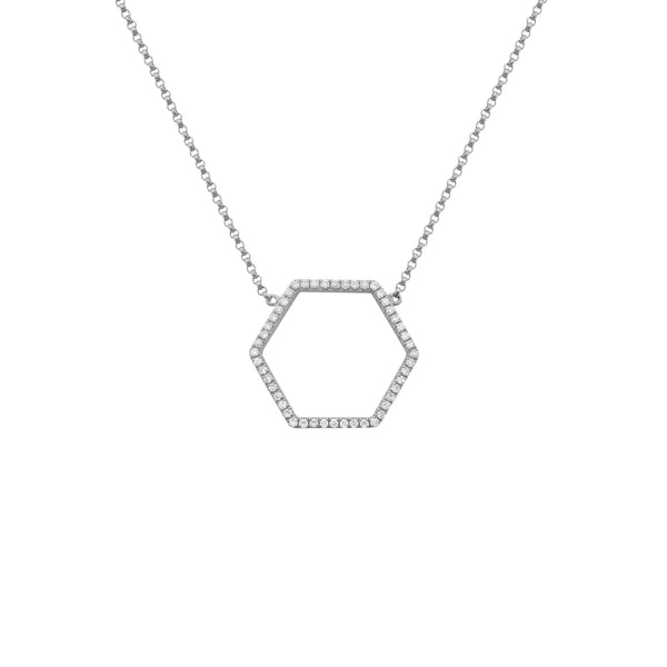 14K GOLD DIAMOND SMALL MACI HEXAGON NECKLACE