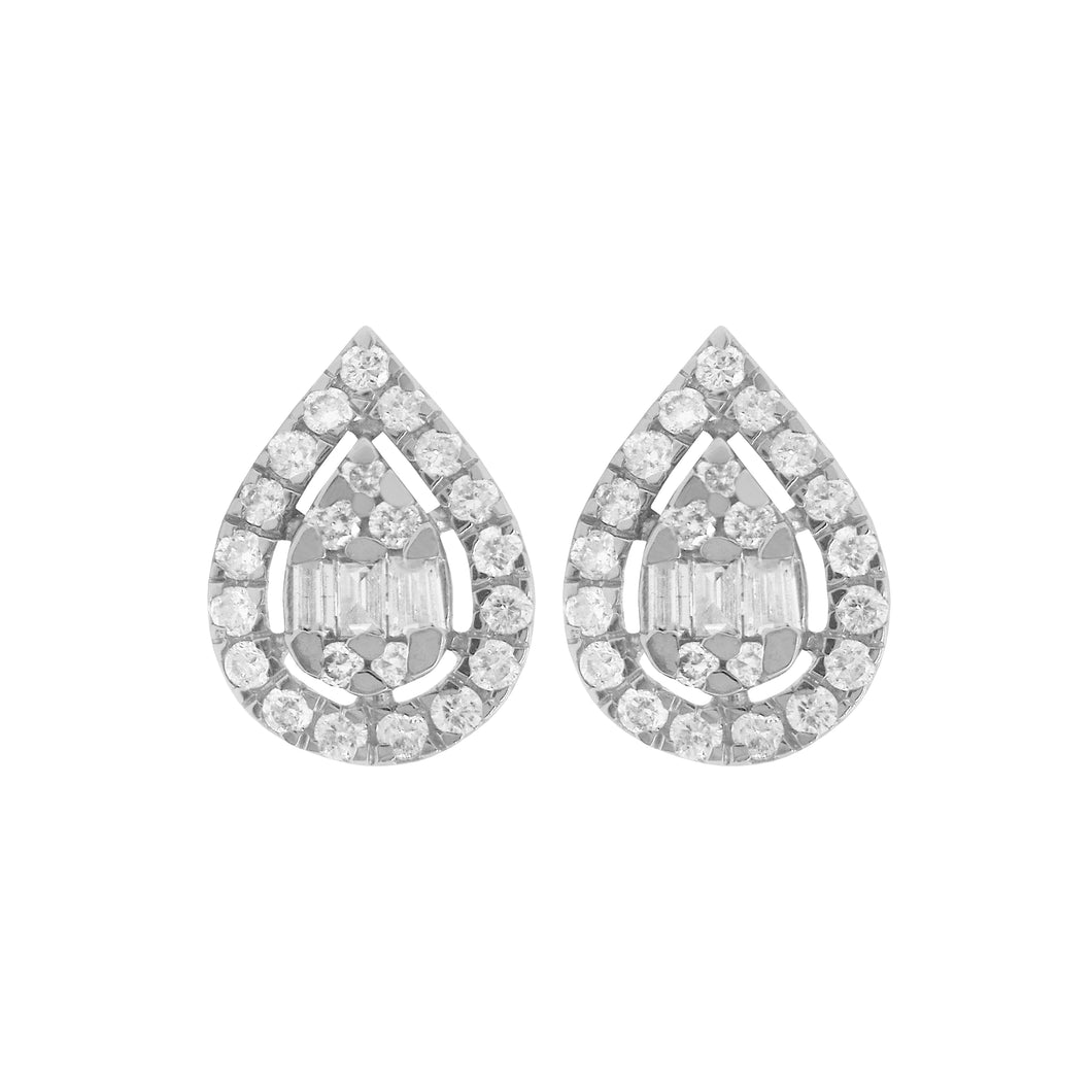 14K GOLD DIAMOND KATE PEAR SHAPED STUDS