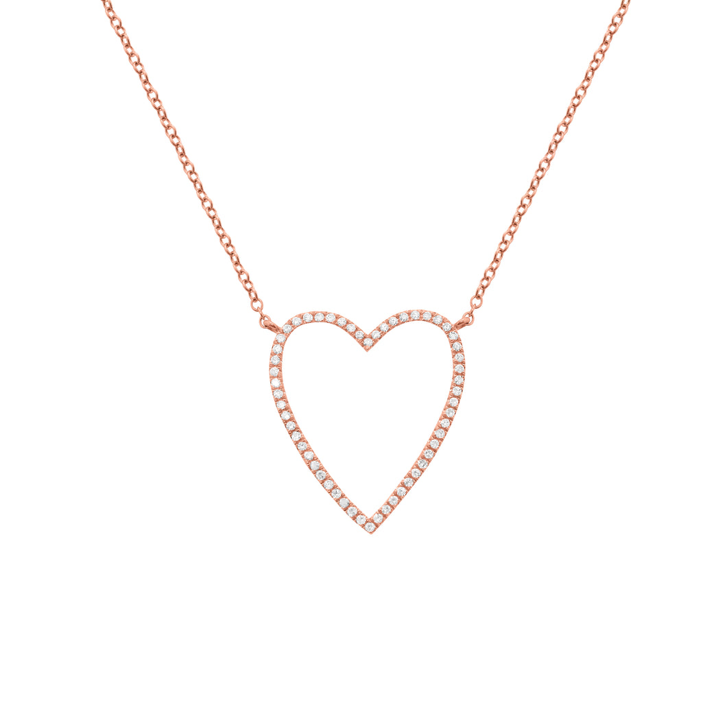 14K GOLD DIAMOND LARGE SIENNA HEART NECKLACE