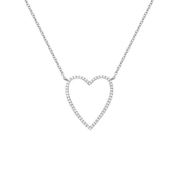 14K GOLD DIAMOND LARGE SIENNA HEART NECKLACE