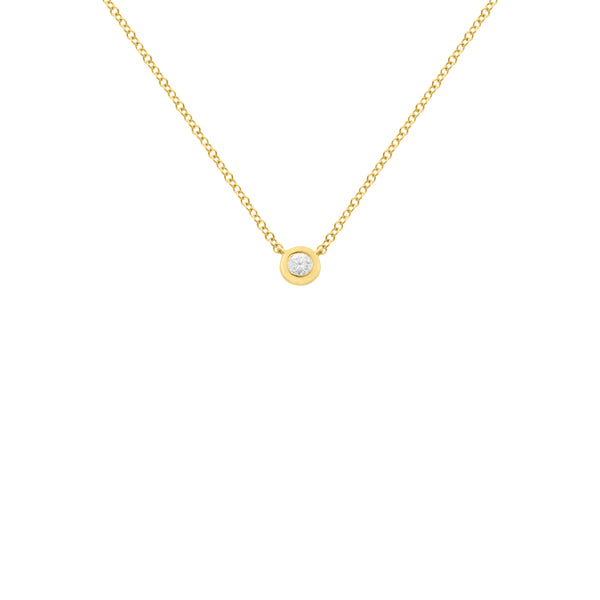 14K GOLD DIAMOND SOLITAIRE BEZEL NECKLACE