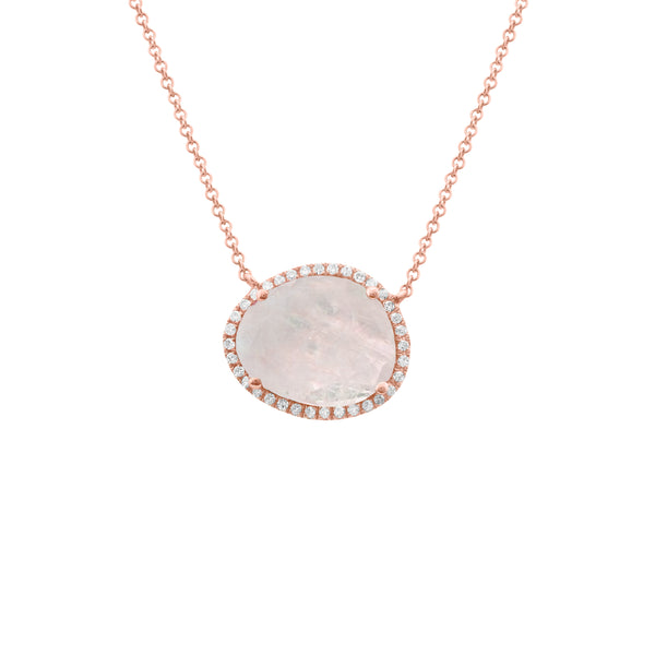 14K GOLD DIAMOND AND MOONSTONE CARA NECKLACE