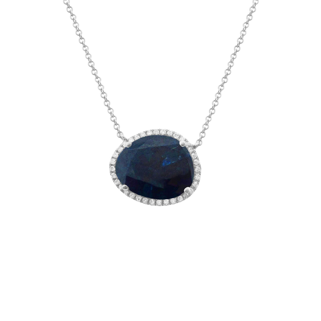 14K GOLD DIAMOND AND BLUE SAPPHIRE CARA NECKLACE