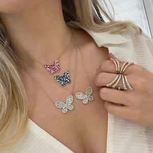 14K GOLD DIAMOND AND PINK SAPPHIRE GABBY BUTTERFLY NECKLACE