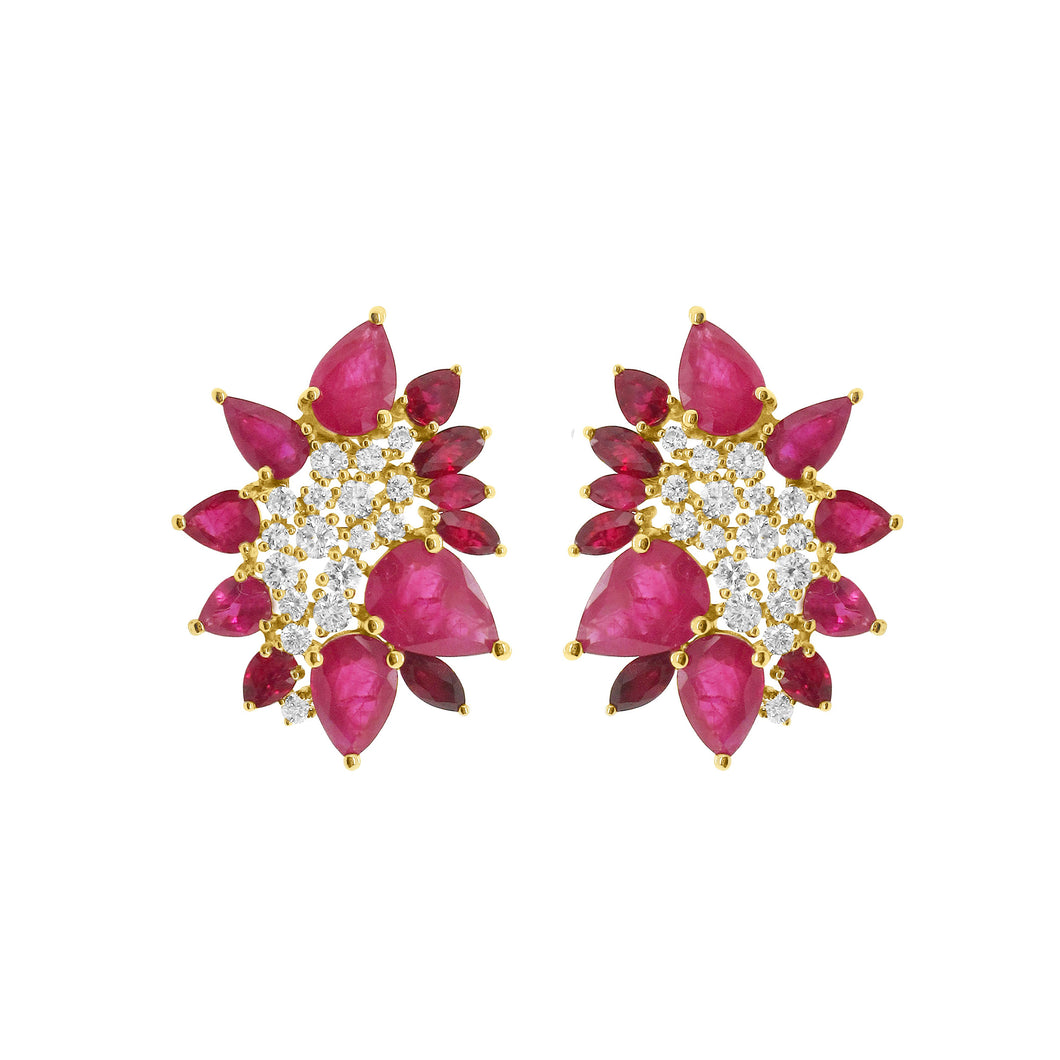 14K GOLD DIAMOND AND RUBY MELINDA EARRINGS