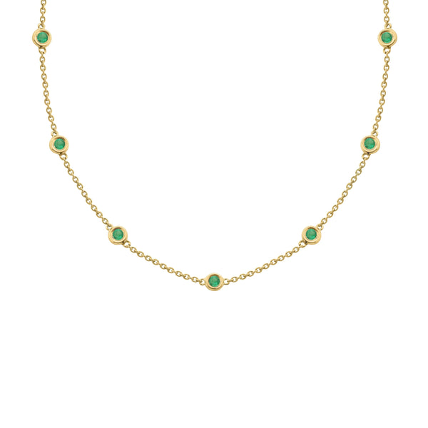 14K GOLD EMERALDS BY THE YARD NECKLACE