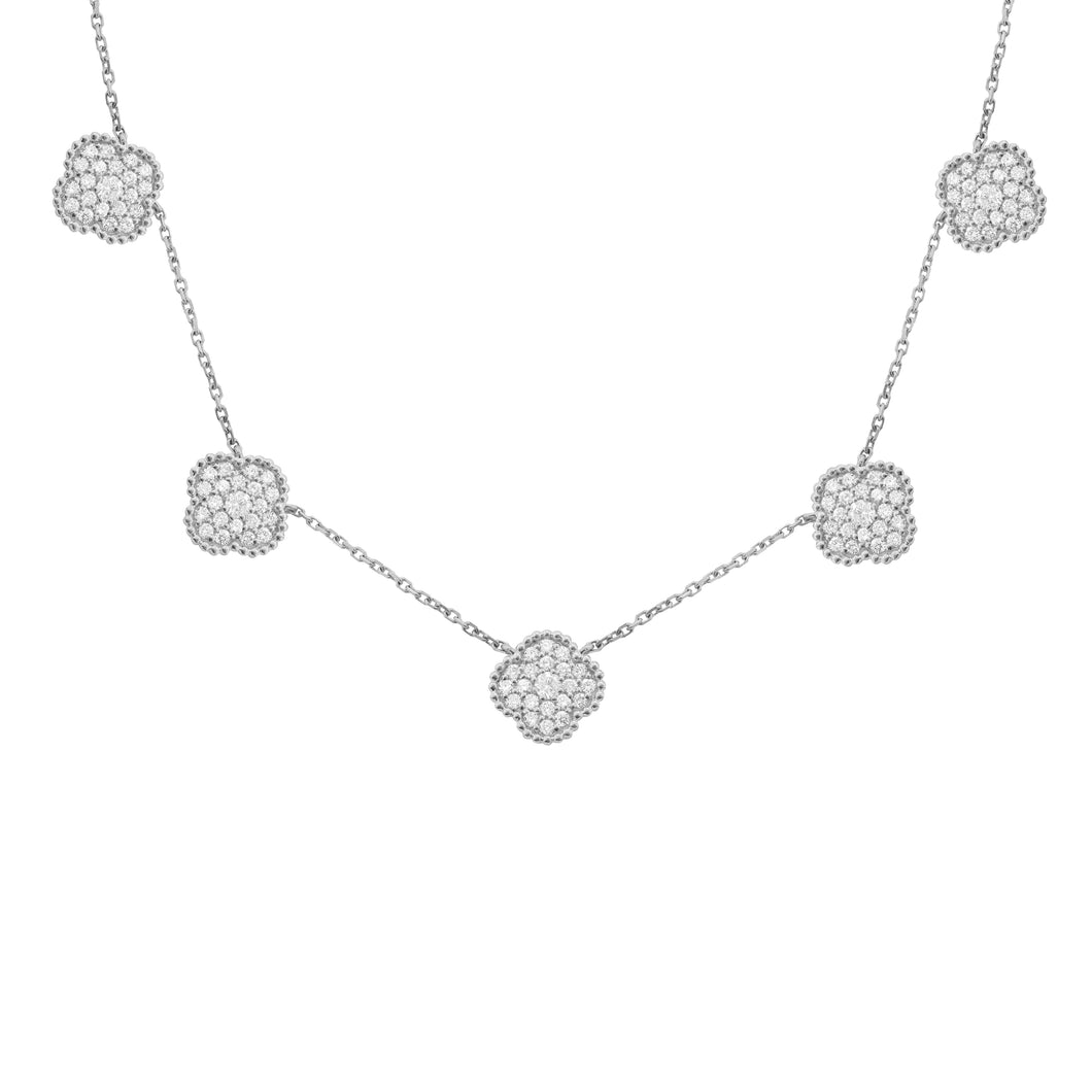 14K GOLD DIAMOND BIANCA CLOVER NECKLACE