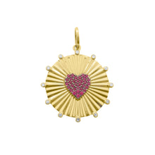 14K GOLD DIAMOND AND RUBY SARAH HEART CHARM